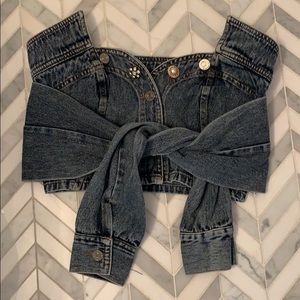Denim strapless jean shirt